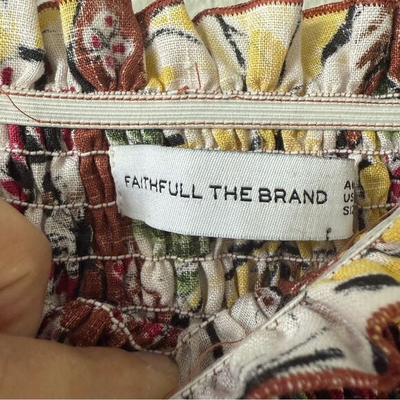 Faithfull The Brand Anthropologie Maya Midi Smocked Dress Brown‎ Floral Sz 2 - Picture 8 of 13